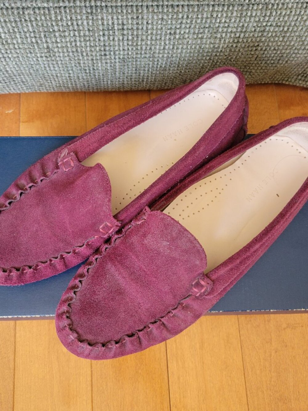 Cole Haan Evelyn Suede Driver Loafers Wine Tasting Size 9.5